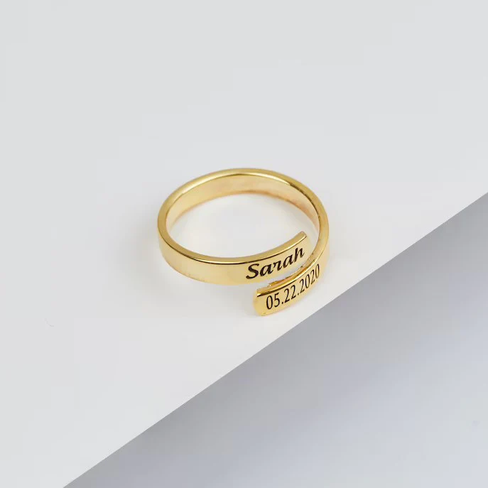 Buy Red Moments Stainless Steel and Diamond Customised Name Ring for Women  Girls (Yellow) Online In India At Discounted Prices